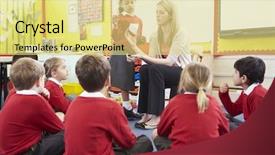  Presentation with elementary children - Amazing presentation theme having teacher teaching maths to elementary backdrop and a yellow colored foreground