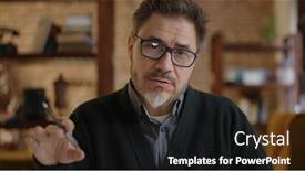  Presentation with adult teaching - Audience pleasing presentation design consisting of teacher-teaching-online-from-home backdrop and a black colored foreground