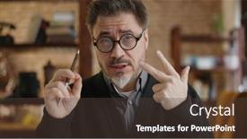  Presentation with adult teaching - Cool new PPT theme with teacher-teaching-online-from-home backdrop and a tawny brown colored foreground