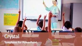  Presentation with projector - Beautiful slide set featuring projector in classroom at school backdrop and a  colored foreground