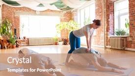  Presentation with group training - PPT theme featuring teacher training - fitness sport and healthy lifestyle background and a coral colored foreground