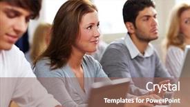  Presentation with university - Amazing slide deck having teacher training - happy students with their laptops backdrop and a violet colored foreground