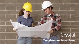  Presentation with foreman - Beautiful PPT layouts featuring teacher union - construction foreman going over blueprints backdrop and a tawny brown colored foreground