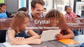  Presentation with sports table tennis two ping - Amazing PPT theme having teacher using tablet with two backdrop and a  colored foreground