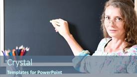  Presentation with back-school - Amazing presentation theme having teacher-welcoming-students-back backdrop and a ocean colored foreground