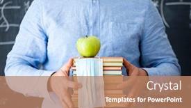  Presentation with school children - Slide set enhanced with teacher-with-face-mask-welcoming background and a coral colored foreground