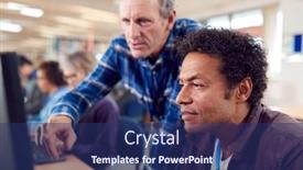  Presentation with computers - Beautiful PPT theme featuring teacher-with-group-of-mature backdrop and a ocean colored foreground