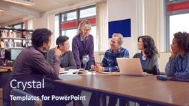  Presentation with college students - Presentation design with teacher-with-group-of-mature background and a wine colored foreground