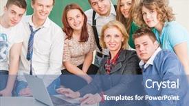  Presentation with math teacher - Audience pleasing slides consisting of teacher with her students backdrop and a ocean colored foreground