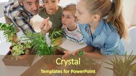  Presentation with biology - Colorful slide set enhanced with teacher with kids in biology backdrop and a tawny brown colored foreground