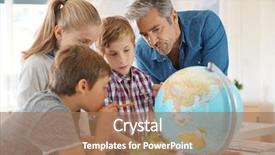  Presentation with geography - Colorful PPT theme enhanced with teacher with kids in geography backdrop and a coral colored foreground