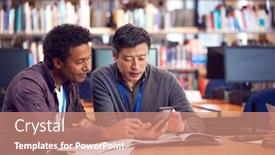  Presentation with teacher - Beautiful presentation design featuring teacher-with-mature-male-adult backdrop and a coral colored foreground