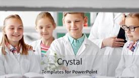  Presentation with science plant - Cool new PPT theme with teacher with plant at biology backdrop and a light gray colored foreground