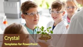  Presentation with science plant - PPT theme having teacher with plant at biology background and a tawny brown colored foreground