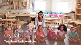  Presentation with montessori - Cool new presentation with teacher with pupils in montessori backdrop and a violet colored foreground