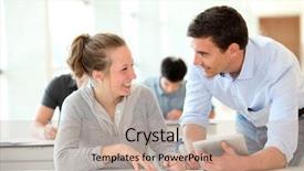  Presentation with student writing teacher - PPT theme enhanced with teacher with student girl writing background and a  colored foreground