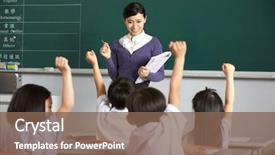  Presentation with school children - Audience pleasing PPT theme consisting of teacher with students in chinese backdrop and a violet colored foreground