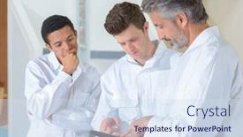  Presentation with craft - Beautiful slide deck featuring teacher with students in craft class backdrop and a sky blue colored foreground