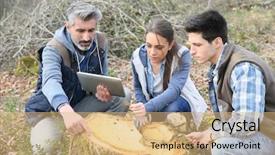  Presentation with environment - Slide set featuring teacher with students in environment background and a coral colored foreground