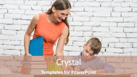  Presentation with task - Audience pleasing slide set consisting of teacher woman helping student backdrop and a coral colored foreground