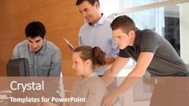  Presentation with students - Colorful theme enhanced with teacher working on computer backdrop and a coral colored foreground