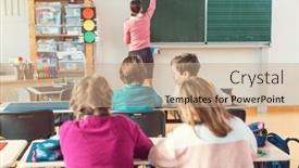  Presentation with blackboard - Slide deck with teacher-writing-interesting-things background and a coral colored foreground