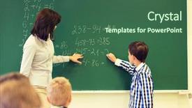  Presentation with elementary education math - Slide set consisting of teacher writing on chalk board background and a ocean colored foreground