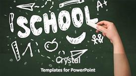  Presentation with school clean - Audience pleasing PPT theme consisting of teacher writing school drawing children things on clean green chalkboard by hand backdrop and a dark gray colored foreground