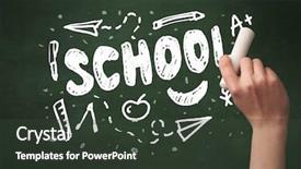  Presentation with school clean - PPT layouts with teacher writing school drawing children things on clean green chalkboard by hand background and a dark gray colored foreground