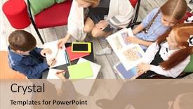  Presentation with teachers - Cool new presentation theme with teachers and children at school backdrop and a  colored foreground