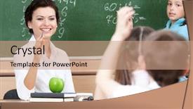  Presentation with algebra - Slide deck enhanced with teachers apple - beautiful teacher questions pupils background and a coral colored foreground