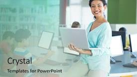  Presentation with computer room - Cool new slide set with teachers day backround - digital composite of teacher backdrop and a mint green colored foreground