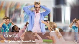  Presentation with students - Amazing theme having teachers day backround - frustrated teacher with naughty students backdrop and a coral colored foreground