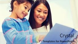  Presentation with school family - Presentation theme featuring teachers parents - family children education school background and a light blue colored foreground