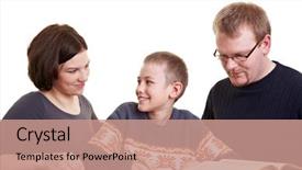  Presentation with helping - Colorful theme enhanced with teachers parents - father and mother helping son backdrop and a coral colored foreground