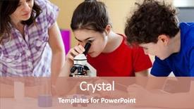  Presentation with microscope - PPT theme with christmas cookies vintage stile christmas decorations - letters xmas gifts nuts background and a coral colored foreground