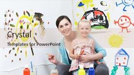  Presentation with pupil - Slide set featuring teachers parents - teacher and pupil in pre background and a lemonade colored foreground