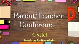  Presentation with teacher parent - PPT theme featuring teachers parents - text parent teacher conference background and a tawny brown colored foreground