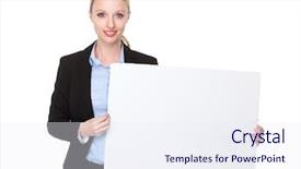  Presentation with portfolio - PPT theme having teachers portfolio - caucasian businesswoman show with white background and a  colored foreground