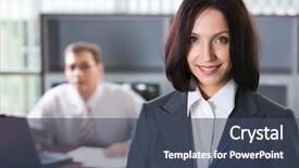  Presentation with blue - PPT theme consisting of teachers portfolio - portrait of diligent businesswoman background and a  colored foreground