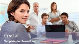  Presentation with laptop computers around the world - Cool new presentation theme with teachers teamwork - students gathered around laptop backdrop and a  colored foreground