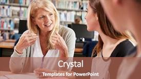  Presentation with female college student uti - Amazing PPT layouts having female teacher working with college backdrop and a coral colored foreground