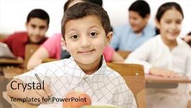  Presentation with classroom - Audience pleasing presentation consisting of teachers workshop - happy children with their teacher backdrop and a coral colored foreground