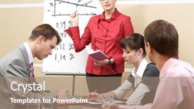  Presentation with listening woman - Beautiful presentation theme featuring teachers workshop - photo of smart woman pointing backdrop and a coral colored foreground