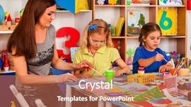  Presentation with school children - PPT layouts featuring teaches children to draw collective background and a red colored foreground