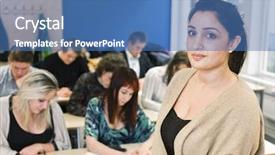  Presentation with classroom management strategies - PPT theme enhanced with teaching adults - schoolteacher in front of pupils background and a teal colored foreground