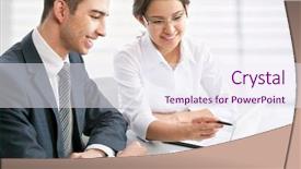  Presentation with office - Presentation theme featuring mature student smiling against green chalkboard background and a violet colored foreground