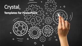  Presentation with hand holding colorful brain sketch - PPT layouts consisting of teaching adults process - female hand holding white chalk background and a  colored foreground