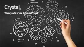  Presentation with chalk - Cool new presentation with teaching adults process - female hand holding white chalk backdrop and a  colored foreground