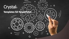  Presentation with waiter hand in white glove - Audience pleasing presentation theme consisting of teaching adults process - female hand holding white chalk backdrop and a  colored foreground